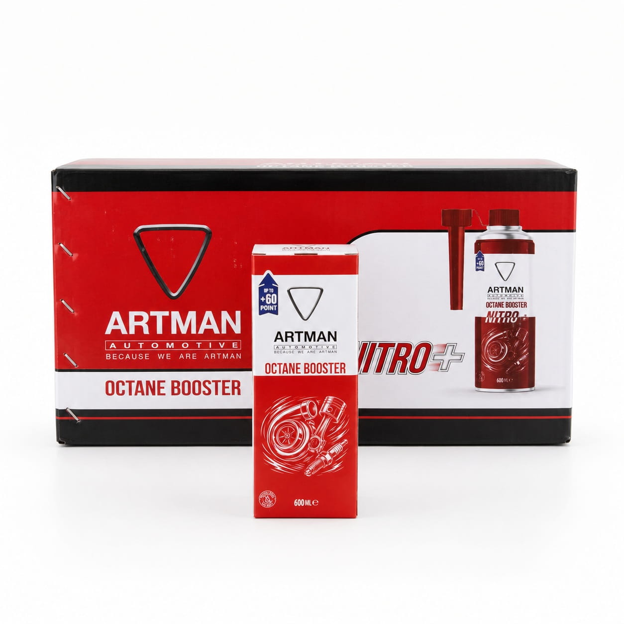 کارتن 20 عددی اکتان بوستر آرتمن Nitro+ 600 میلی‌لیتر همراه بسته تکی