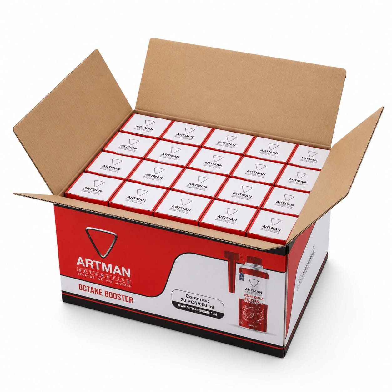 کارتن 20 عددی اکتان بوستر آرتمن Nitro+ 600 میلی‌لیتر همراه بسته تکی