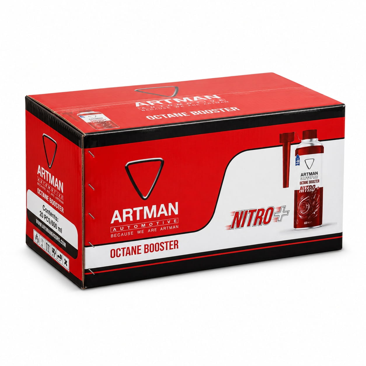کارتن 20 عددی اکتان بوستر آرتمن Nitro+ 600 میلی‌لیتر همراه بسته تکی